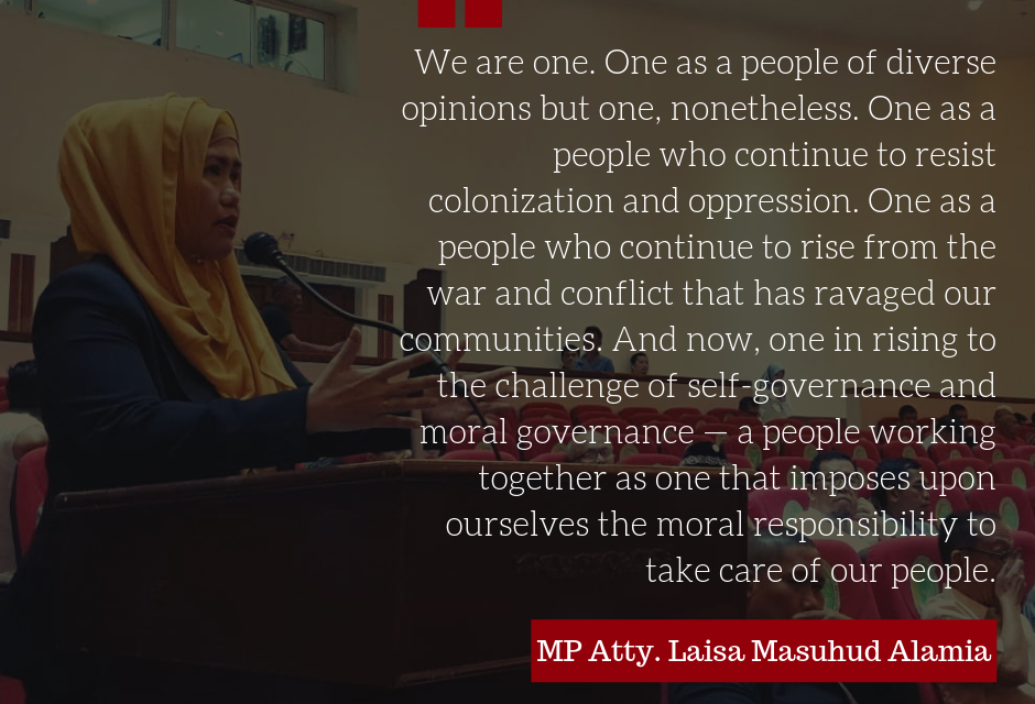 MP Atty. Laisa Alamia Calls for Unity, Reiterates Support to the Bangsamoro Government