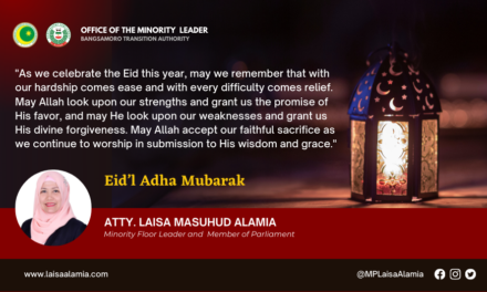 Eid’l Adha 2021: Message of MP Atty. Laisa Masuhud Alamia