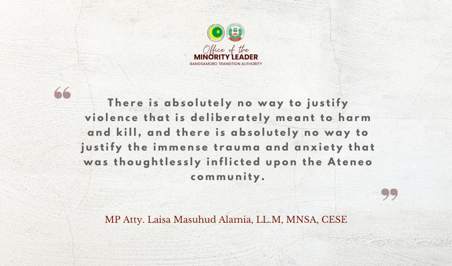 Statement of MP Laisa Alamia on the shooting incident at Arete Ateneo
