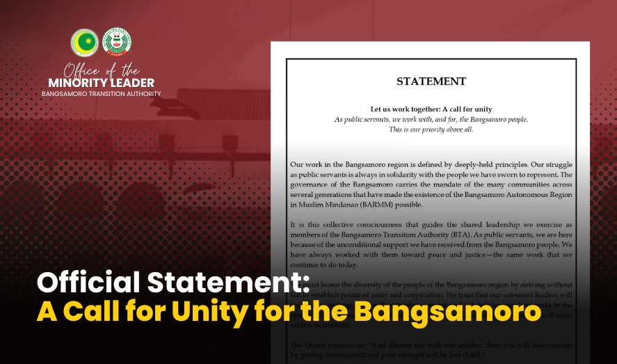 Official Statement: A Call for Unity for the Bangsamoro